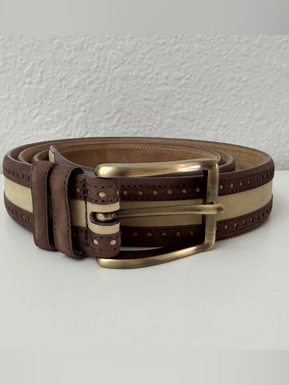 FootJoy FJ Men’s Black Canvas Leather Belt Brown Trim Size 42 Golf Casual